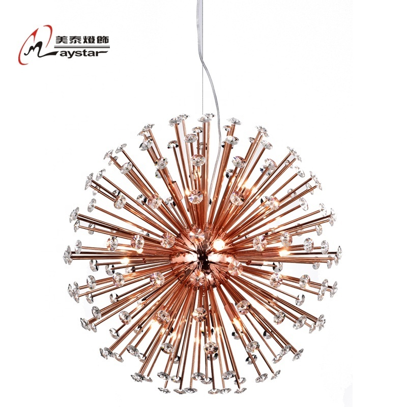 Rose Gold Sputnik Chandelier With Crystal