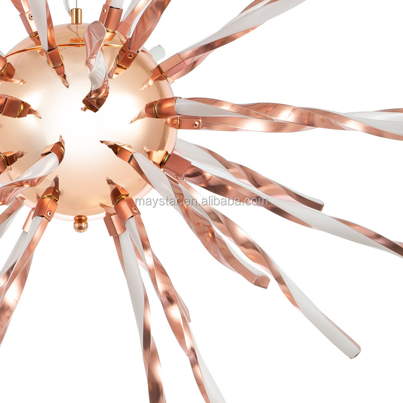 Modern Decoration Light Hotel Bedroom Living Room Crystal Luxury LED Rose Gold Plated  Sputnik Chandelier