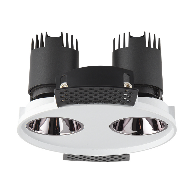 Double Heads Aluminum Fixed Trim LED Recessed Down Light IP44 Waterproof 2*6W High Brightness Downlight