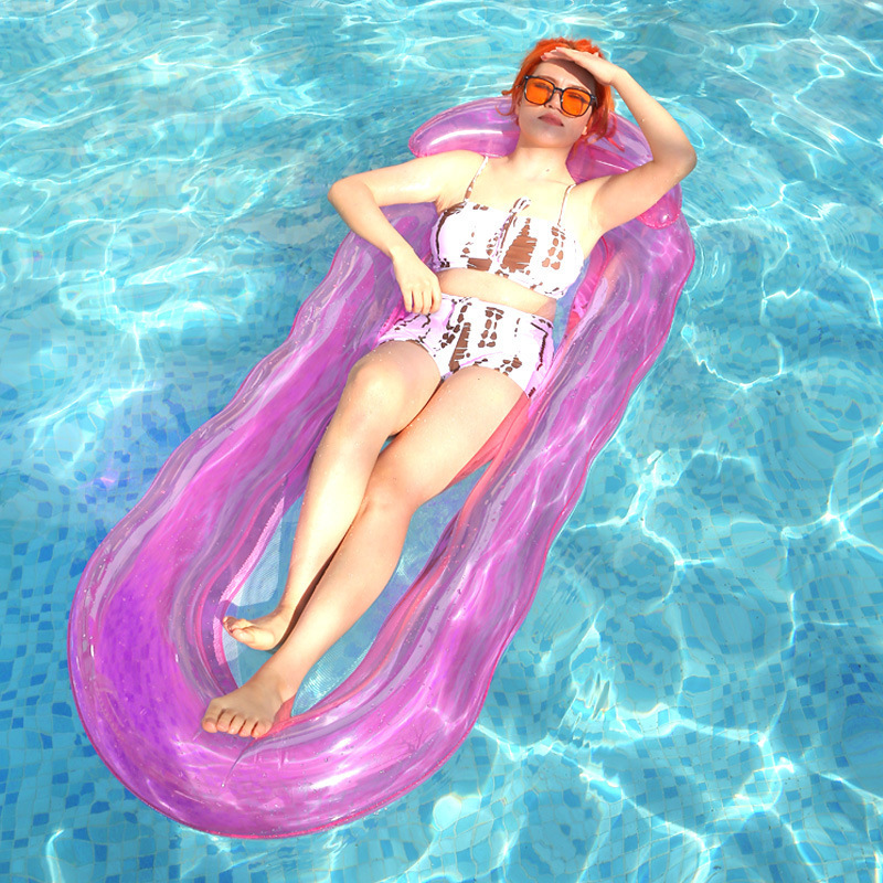 Inflatable Pool Lounger Float For Adults Large Tanning Relaxing Water Hammock Float Rafts With Headrest Summer Toys