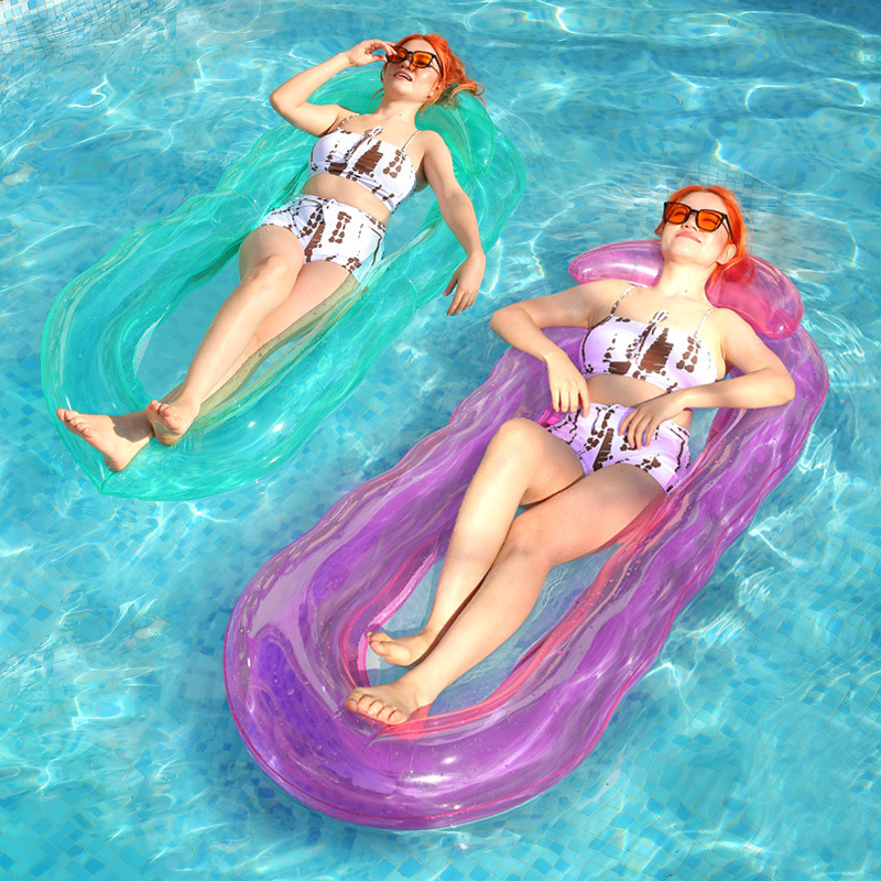 Inflatable Pool Lounger Float For Adults Large Tanning Relaxing Water Hammock Float Rafts With Headrest Summer Toys