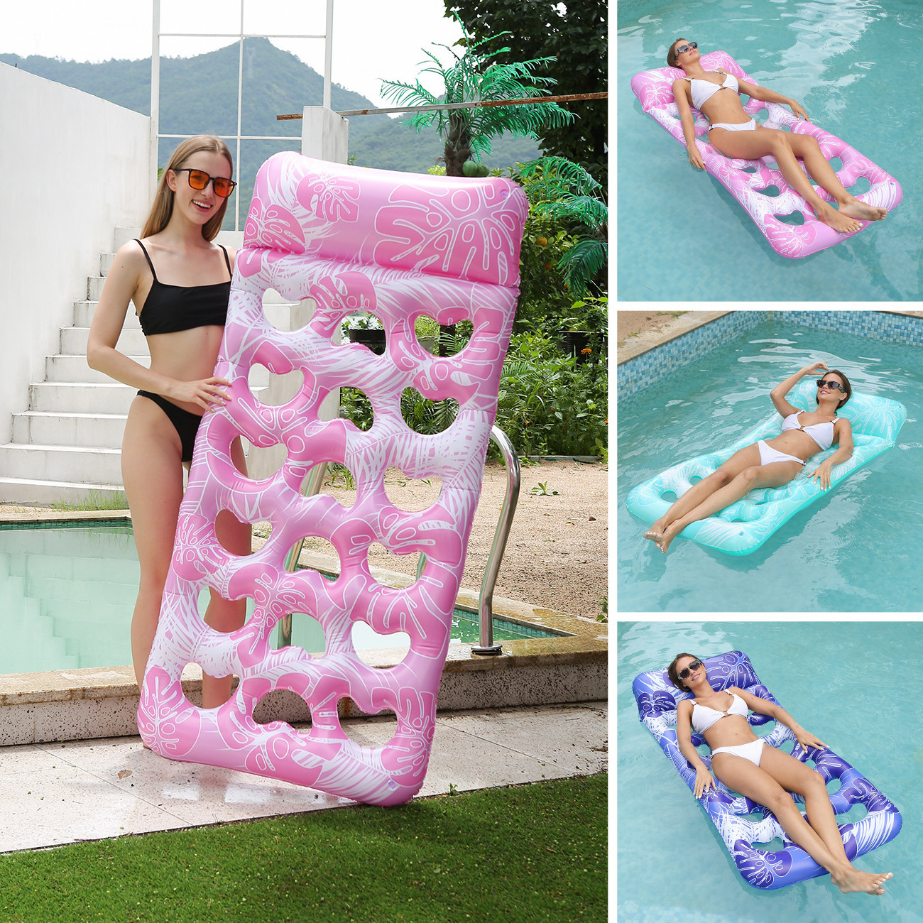 Inflatable Pool Lounger Float For Adults Comfortable Floating Slice Mattress Adults Water Bed Floating Row