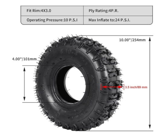 4.10/3.50-4 Tyre and Tube,RUTU Sack Truck Wheels 260X85 mm Replacement Pneumatic Tyres for Garden Trolly Trolley Wheelbarrow