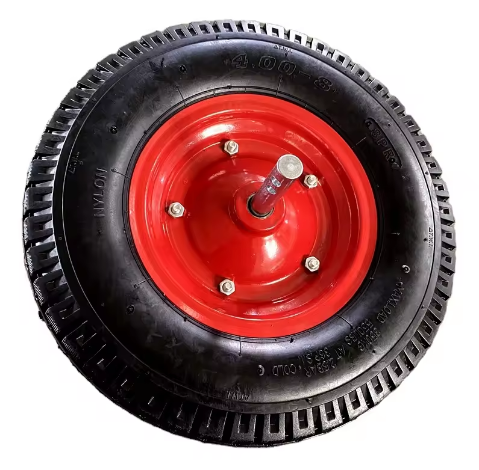 4.00-8 Pneumatic Rubber  inflatable  Wheel Tyres air rubber wheel tiller tire wheelbarrow tyre with solid long axle