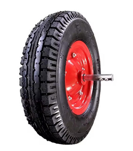 4.00-8 Pneumatic Rubber  inflatable  Wheel Tyres air rubber wheel tiller tire wheelbarrow tyre with solid long axle