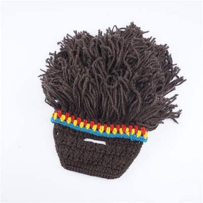 Arrived Man Winter Warm Wool Hat Funny Bearded Mustache Wig Kini Rasta Knitted Beanie Hats