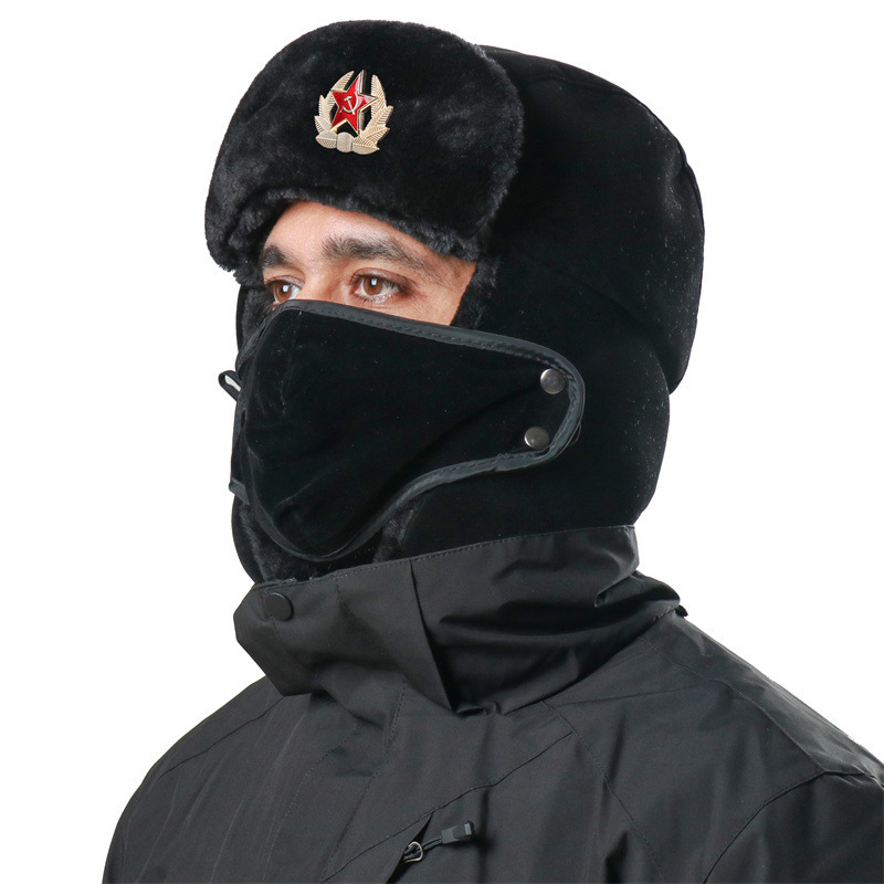 Bomber Hats Warm Windproof Cap Bomber Faux Fur Ear Flap Ski Trooper Cold Anti Snow Men Warm Russian Hat