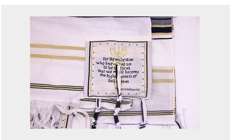 Wholesale Tallit Israel Jewish Scarf Polyester Custom Contains Tassels Mid Length Prayer Shawl Adult Men Spring 1 Pc / Polybag