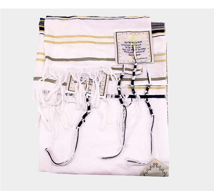 Wholesale Tallit Israel Jewish Scarf Polyester Custom Contains Tassels Mid Length Prayer Shawl Adult Men Spring 1 Pc / Polybag