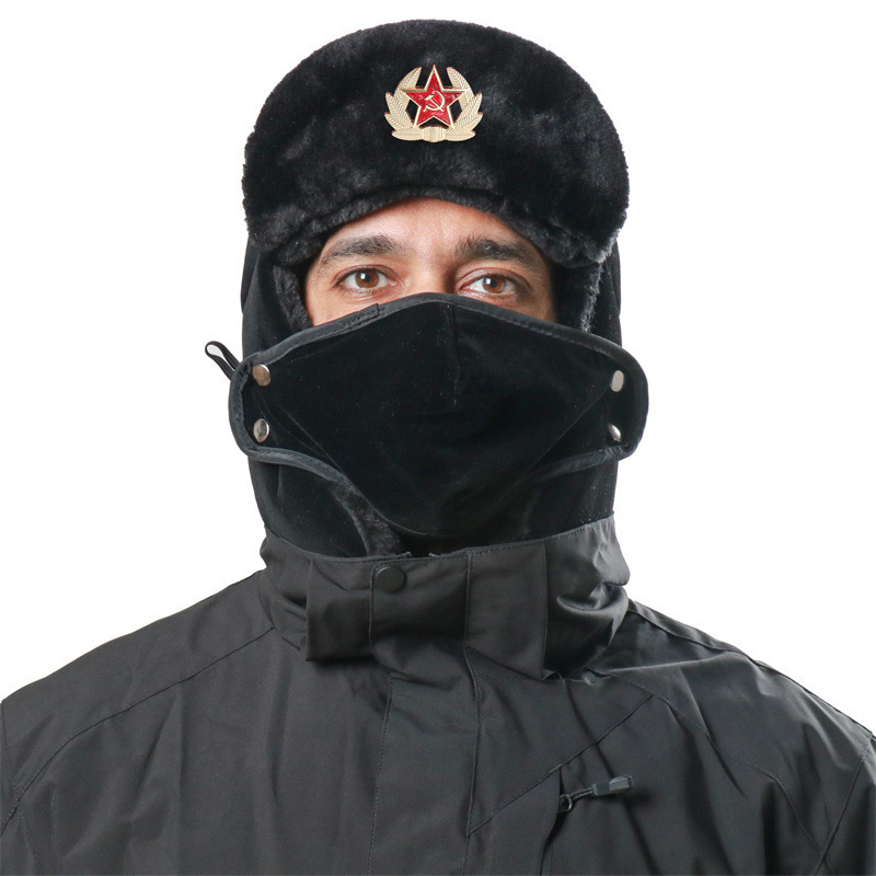 Bomber Hats Warm Windproof Cap Bomber Faux Fur Ear Flap Ski Trooper Cold Anti Snow Men Warm Russian Hat