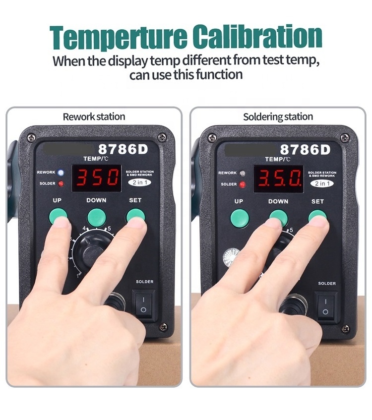 8786D Low Voltage Power Rework Welding Desoldering Station 2-in-1 Hot Air Welding Desoldering Soldering Station