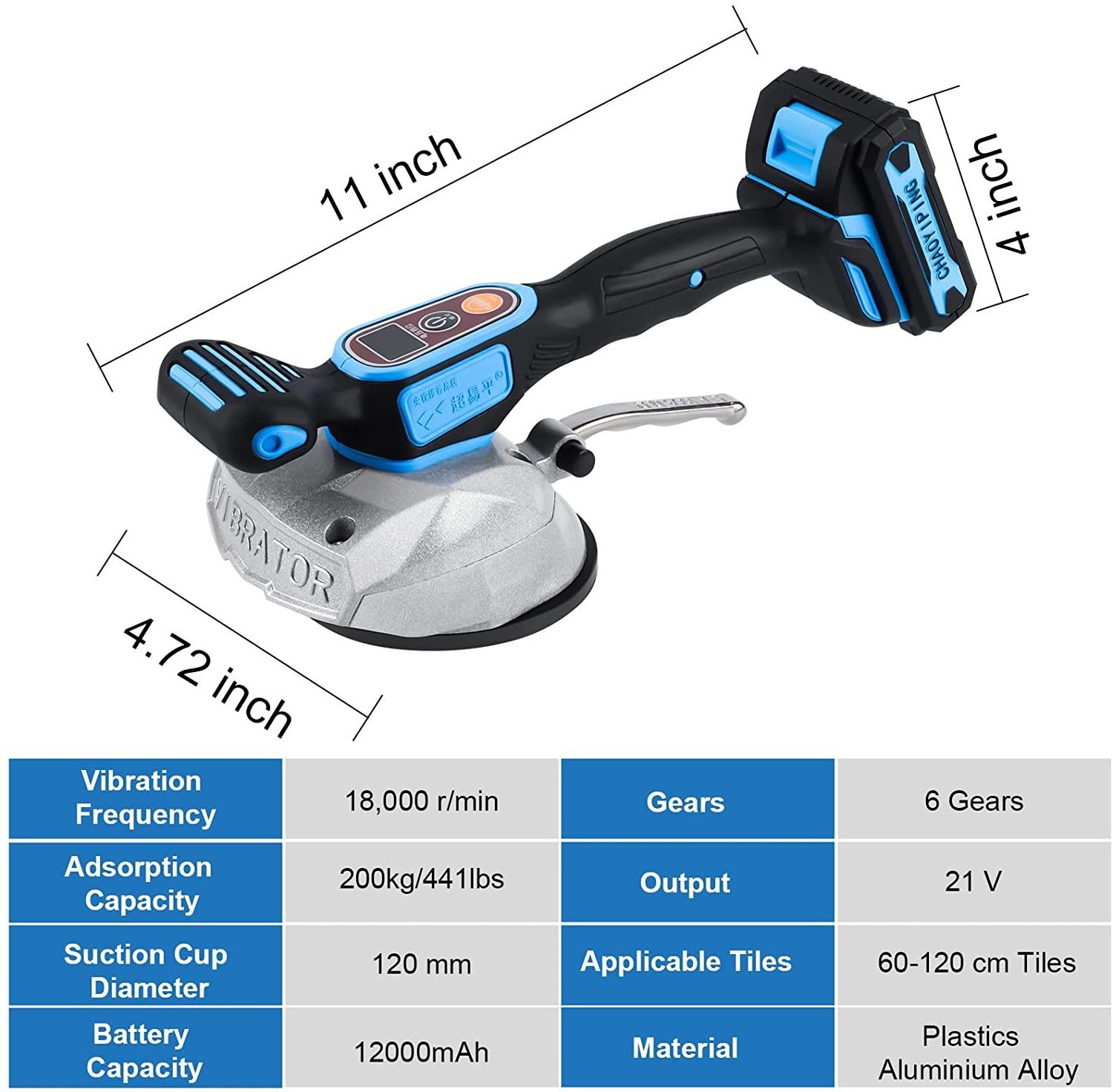 18000r/min Tile Vibrator Suction Cup Adjustable Portable Automatic Floor Vibrator Leveling Tool With Battery