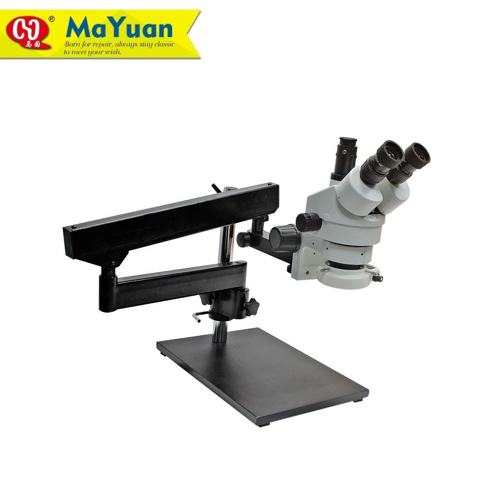 Trinocular Stereo Soldering Microscope 7-45X with Universal Rotatable Arm Stand for Cellphone Repair