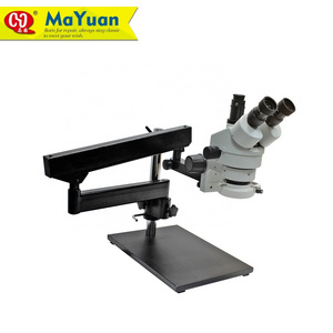 Trinocular Stereo Soldering Microscope 7-45X with Universal Rotatable Arm Stand for Cellphone Repair