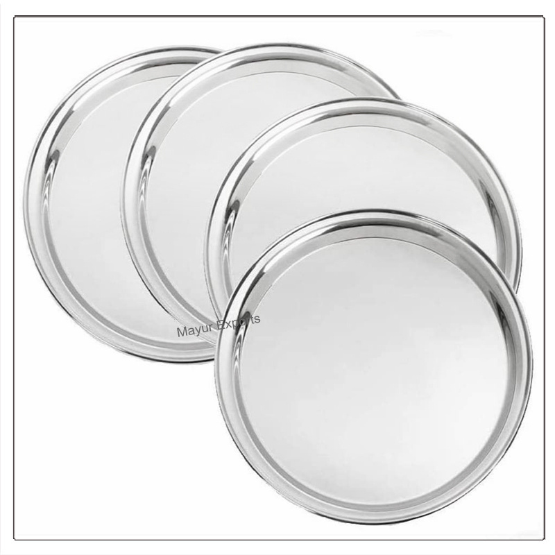 Stainless Steel Round Dinner Plate Metal Round Lunch Plate