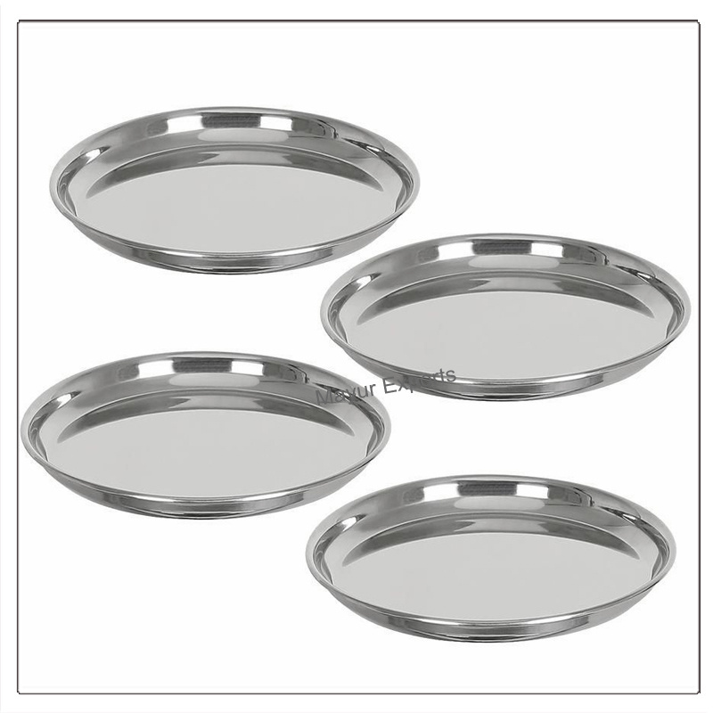 Stainless Steel Round Dinner Plate Metal Round Lunch Plate