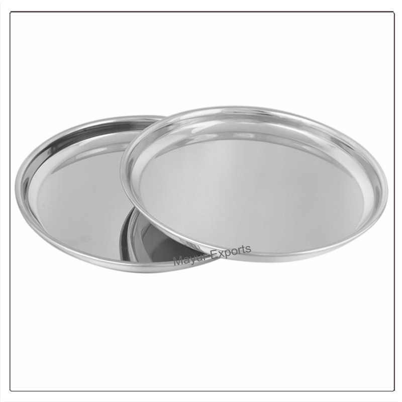 Stainless Steel Round Dinner Plate Metal Round Lunch Plate