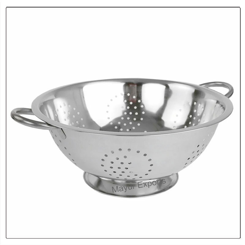 Stainless Steel Colander Metal Kitchen Deep Colander - 26 cm