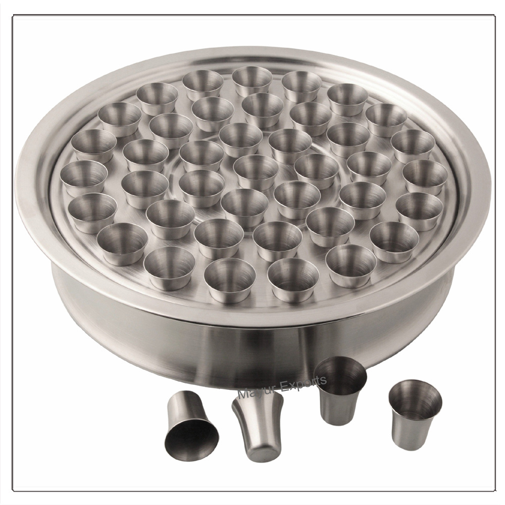 Stainless Steel Holy Communion Tray with 40 Cups Communion Juice Tray Shiny Finish