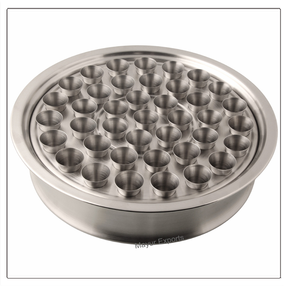 Stainless Steel Holy Communion Tray with 40 Cups Communion Juice Tray Shiny Finish