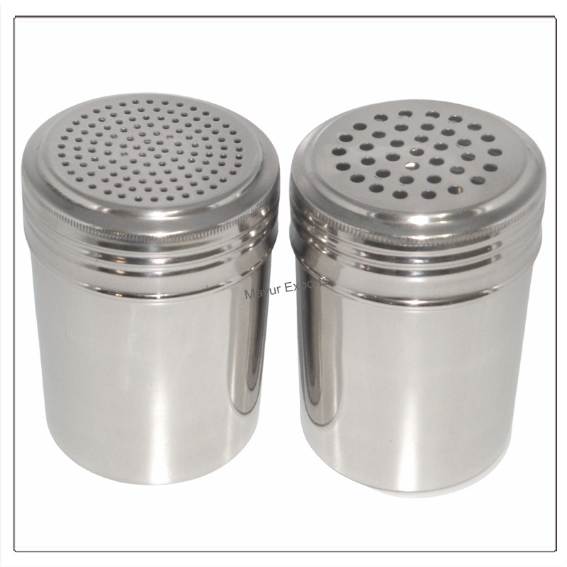 Stainless Steel Salt and Pepper Shaker metal Condiment Server Spice Tins