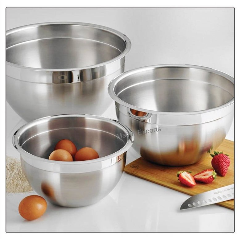 Stainless Steel Mixing Bowl Metal German Mixing Bowl Set of 3 - 1.5 QT 3 QT 5 QT