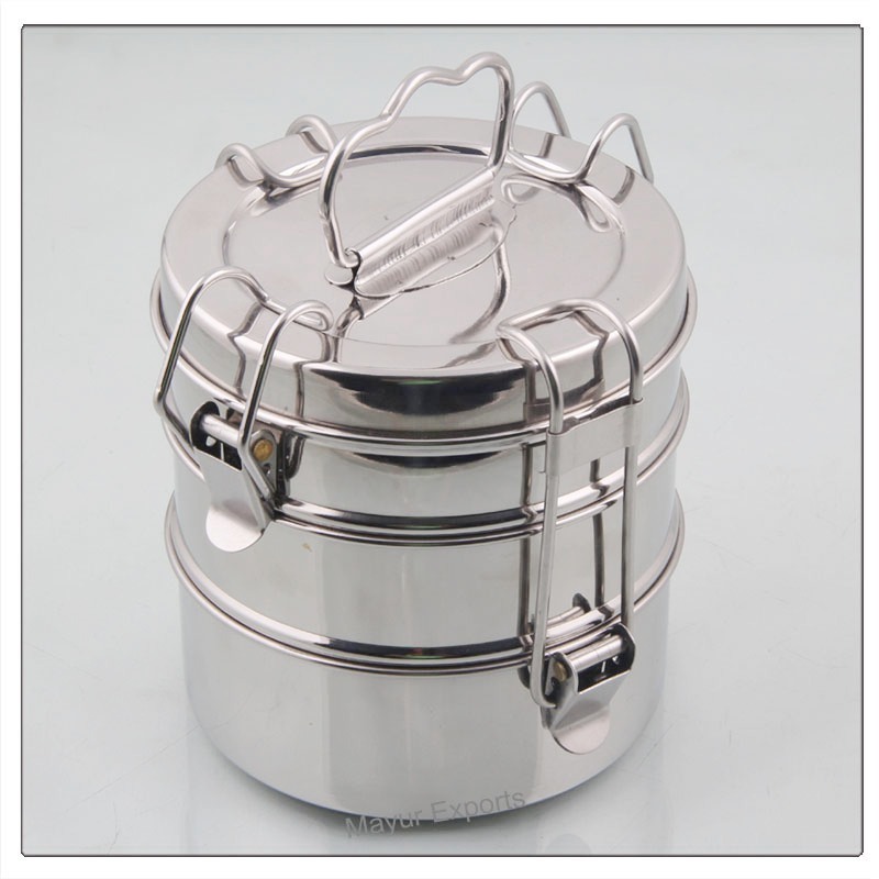 Stainless Steel Tiffin with 4 Locking Clips