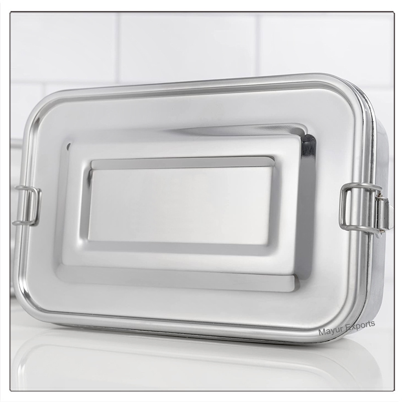 Stainless Steel Lunch Box 1400 ml Metal Large Leak Proof Rectangular Lunch Box