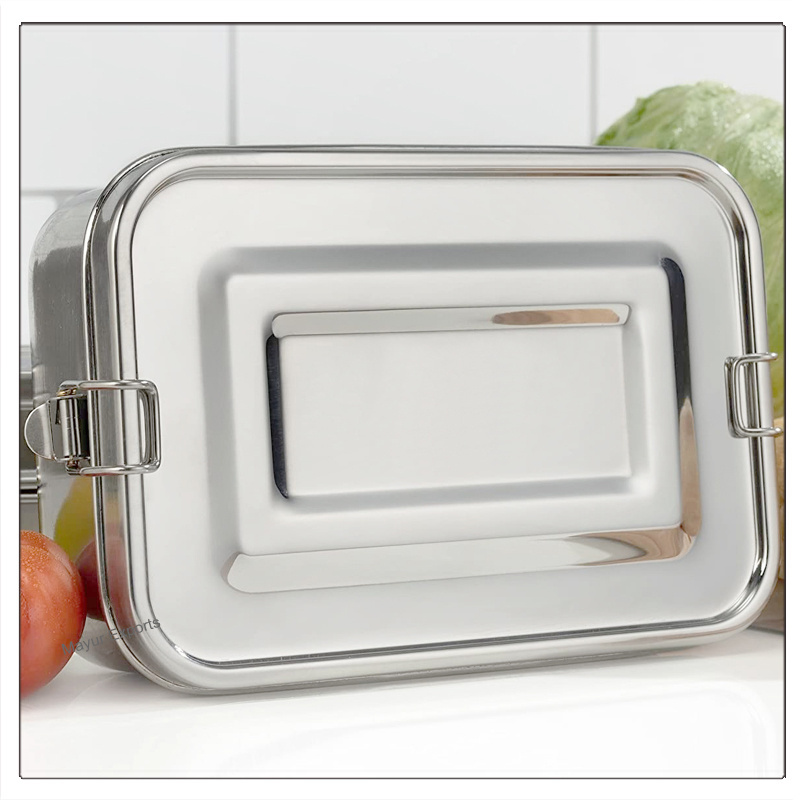 Stainless Steel Lunch Box 1400 ml Metal Large Leak Proof Rectangular Lunch Box