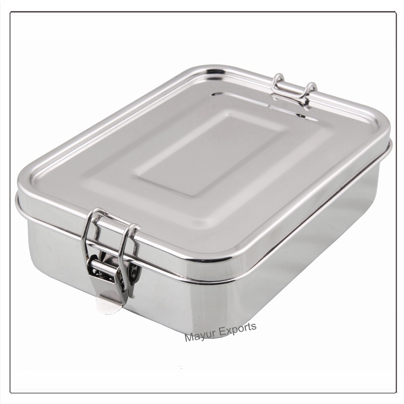 Stainless Steel Lunch Box 1400 ml Metal Large Leak Proof Rectangular Lunch Box