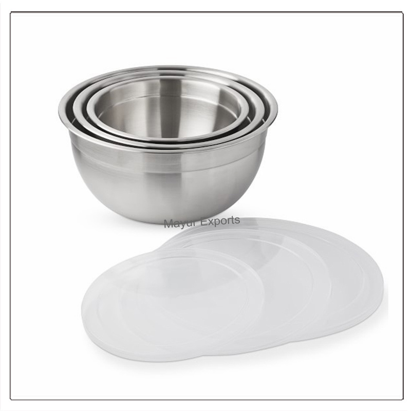 Stainless Steel German Mixing Bowl with Anti Skid Base and Plastic Lid