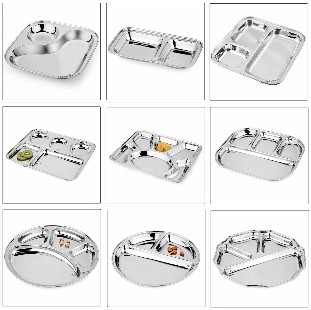 Stainless Steel Dinner Plate Compartment Plate Section plate - 2 in 1