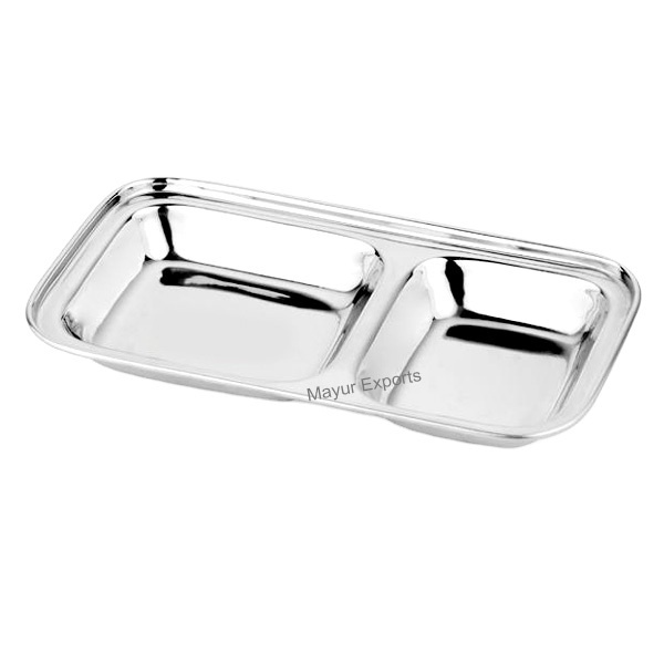 Stainless Steel Dinner Plate Compartment Plate Section plate - 2 in 1