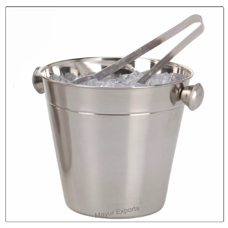 Stainless Steel Ice Bucket with Knobs Metal Ice Bucket with side knobs Hotel Ice Bucket