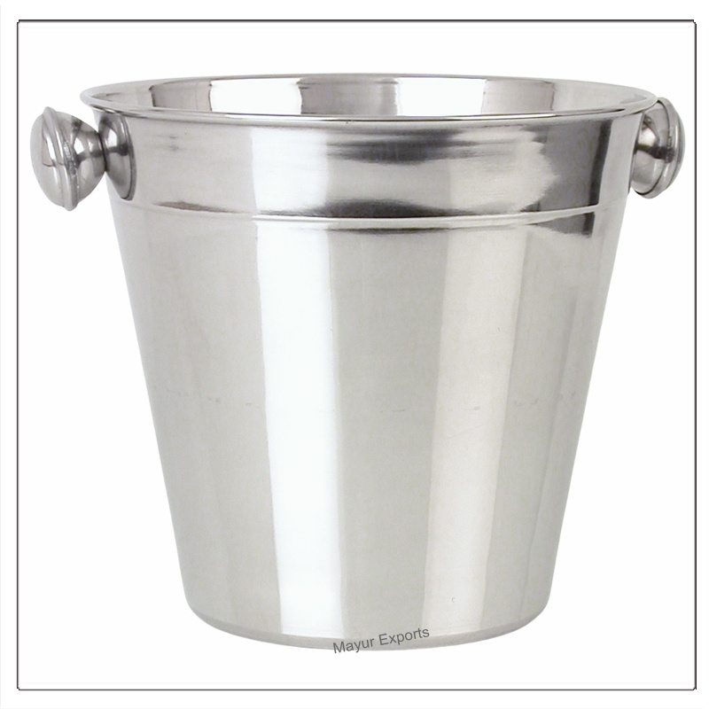 Stainless Steel Ice Bucket with Knobs Metal Ice Bucket with side knobs Hotel Ice Bucket