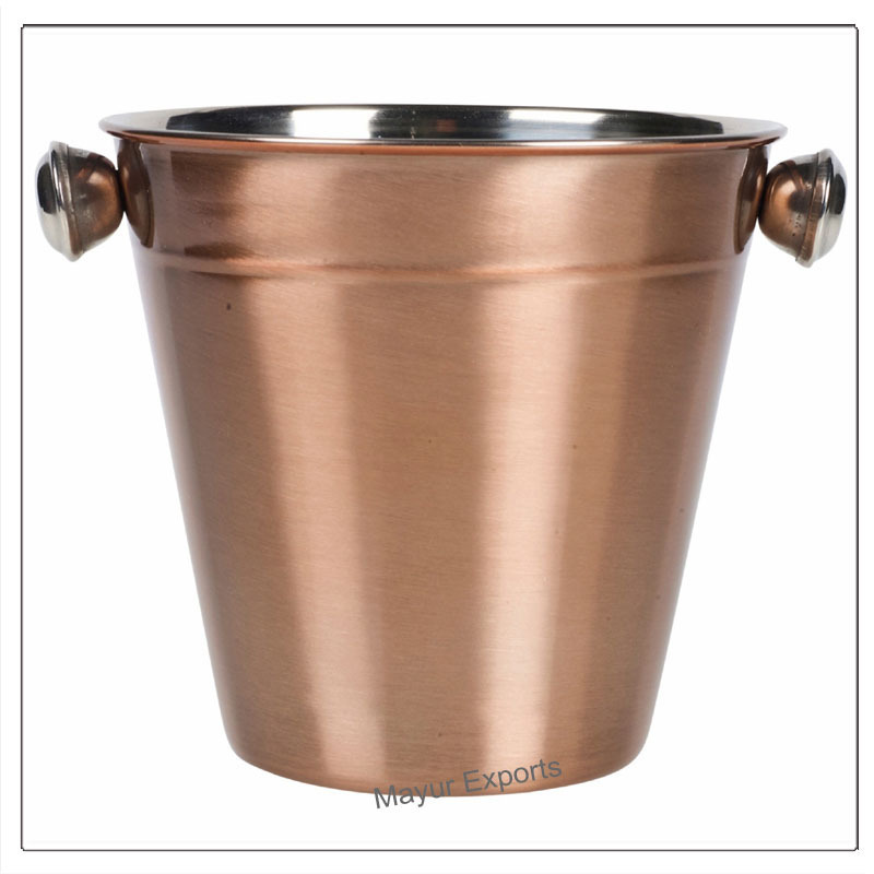 Stainless Steel Ice Bucket with Knobs Metal Ice Bucket with side knobs Hotel Ice Bucket