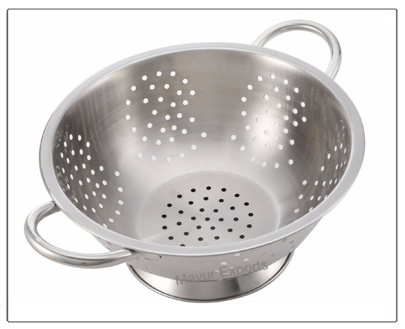 Stainless Steel Colander - Metal Deep Colander with handles - 26 cm