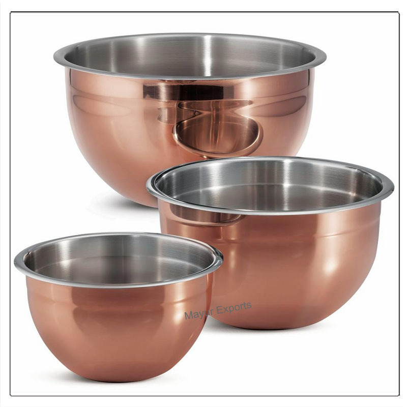 Stainless Steel German Mixing Bowl Metal Mixing bowl with copper plating