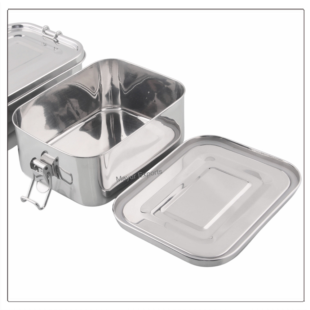 Stainless Steel Lunch box 1000 ml Metal Bento Lunch Box with Locking clips