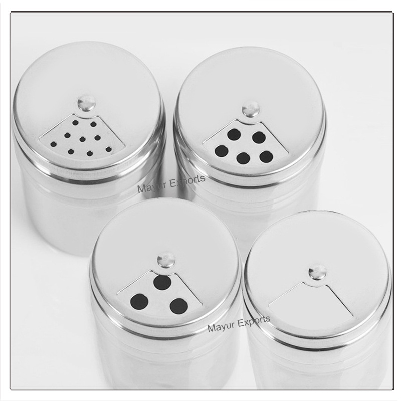 Stainless Steel Salt Pepper Sugar Powder Shaker Multi Herb Spice Shaker with adjustable holes