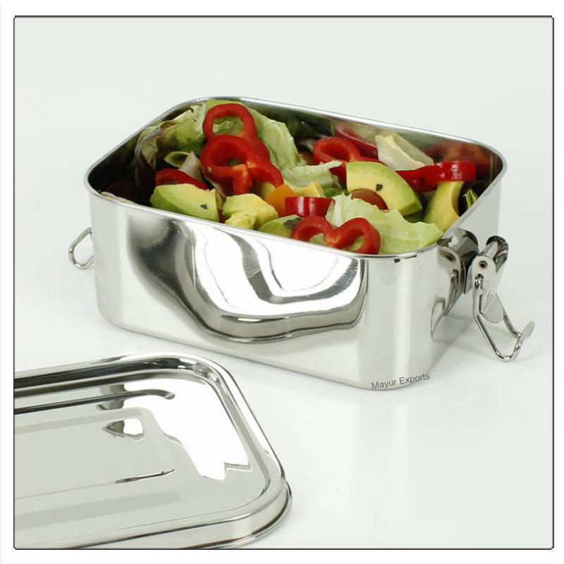 Stainless Steel Lunch box 1000 ml Metal Bento Lunch Box with Locking clips