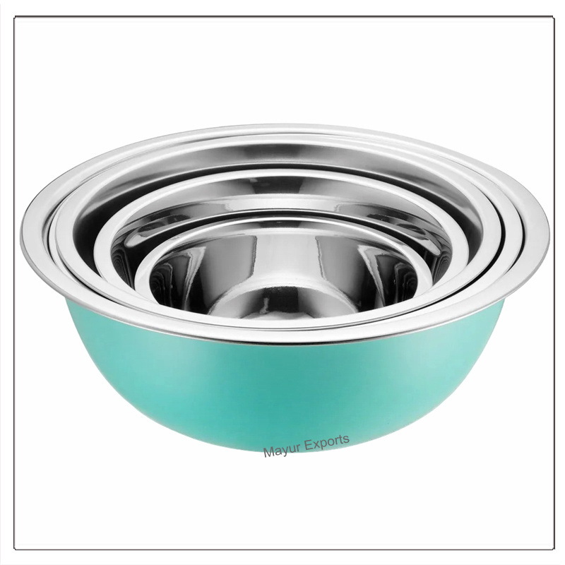 Stainless Steel Mixng Bowl Metal Color Deep Mixing Bowl - 24 cm