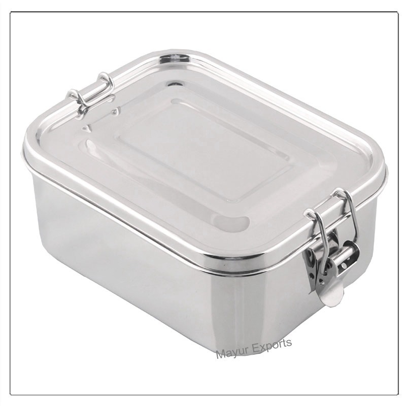 Stainless Steel Lunch box 1000 ml Metal Bento Lunch Box with Locking clips