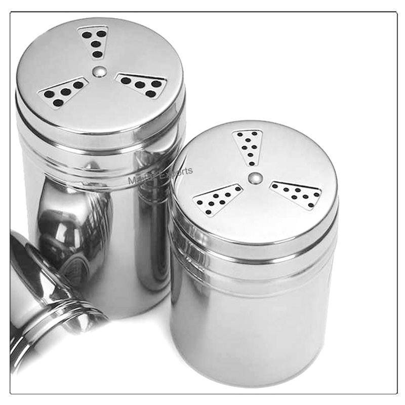 Stainless Steel Salt Pepper Sugar Powder Shaker Multi Herb Spice Shaker with adjustable holes