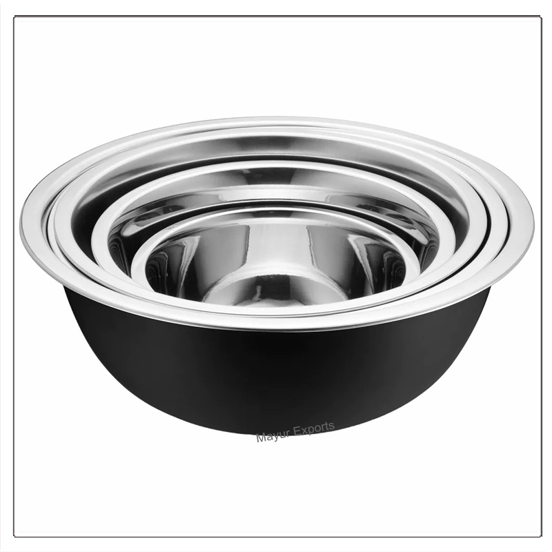 Stainless Steel Mixng Bowl Metal Color Deep Mixing Bowl - 24 cm