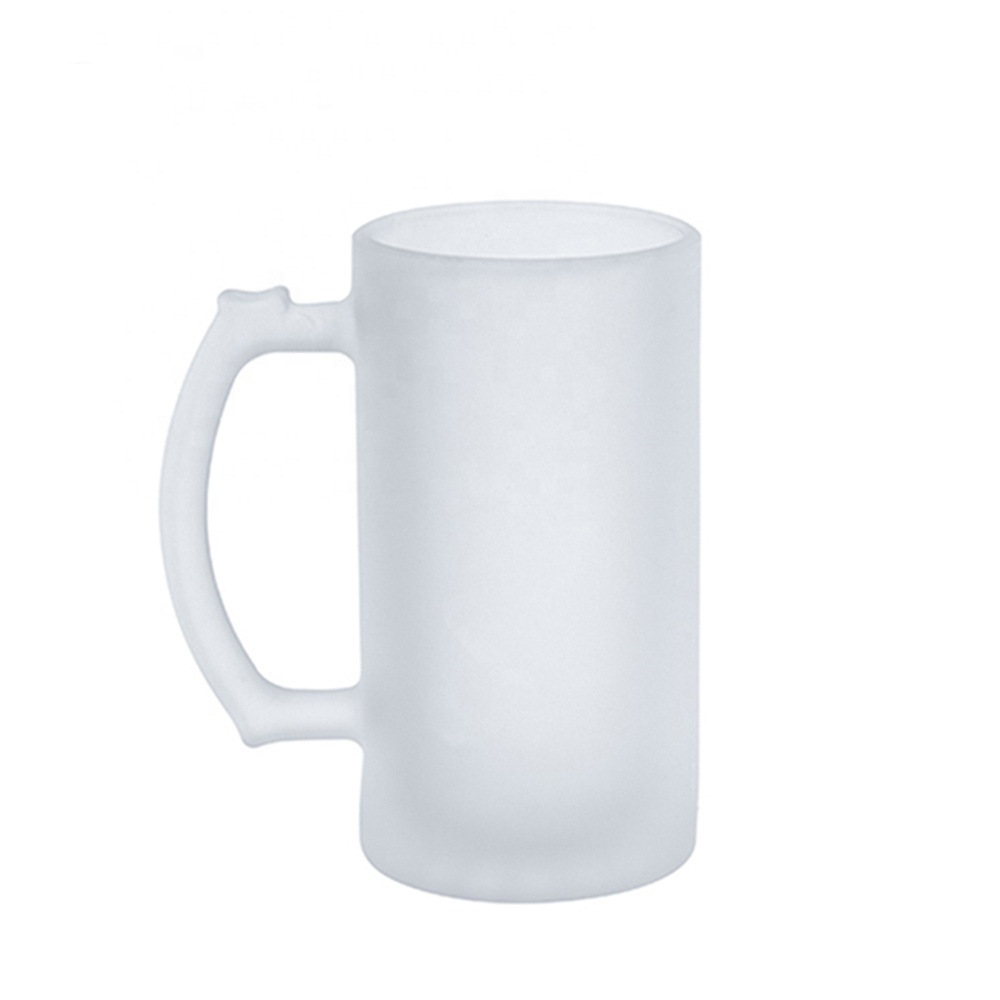 Mazoho Best Selling 12/16/25oz Transparent Glass Mug Frosted Sublimation Glass Beer Mug With Handle