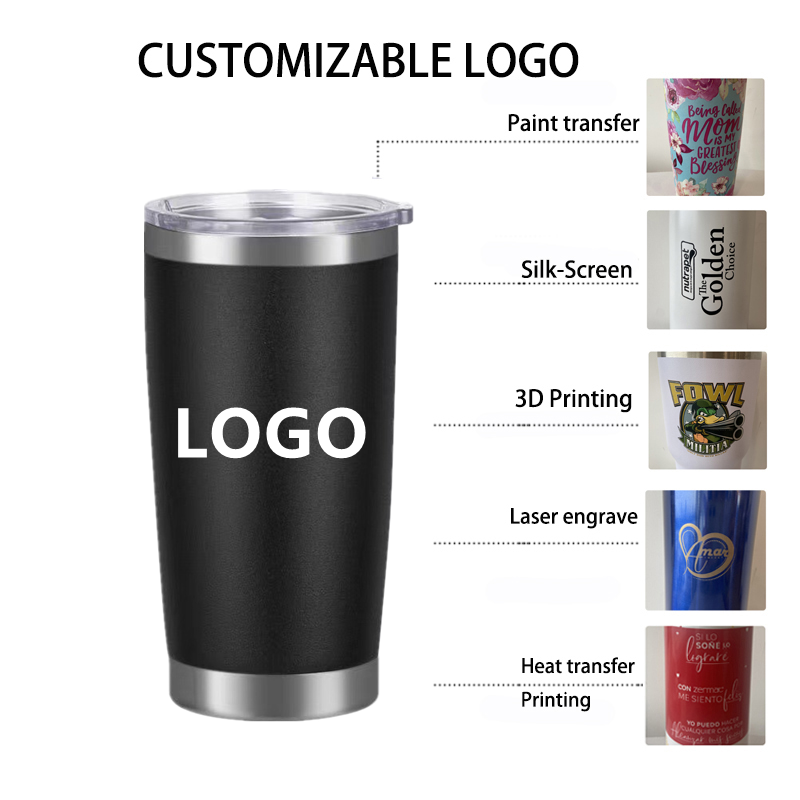 USA warehouse 50pack 20oz Custom Logo Powder coating Double wall Stainless Steel insulated Vacuum Coffee Tumbler With Lid