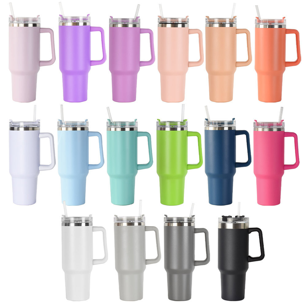 2023 New H2.0  Customize Logo Wholesale Double wall Stainless steel Vacuum insulated travel coffee mug 40oz tumbler with handle