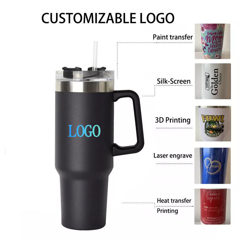 2023 New H2.0  Customize Logo Wholesale Double wall Stainless steel Vacuum insulated travel coffee mug 40oz tumbler with handle