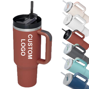 2023 New H2.0  Customize Logo Wholesale Double wall Stainless steel Vacuum insulated travel coffee mug 40oz tumbler with handle